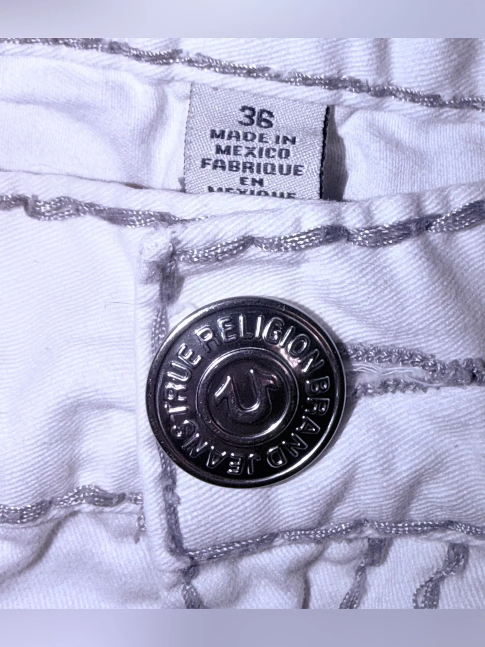 True Religion*Ultra Rare*Cutoffs w/Flaps & Big T Stitching in Boi White/Grey 36